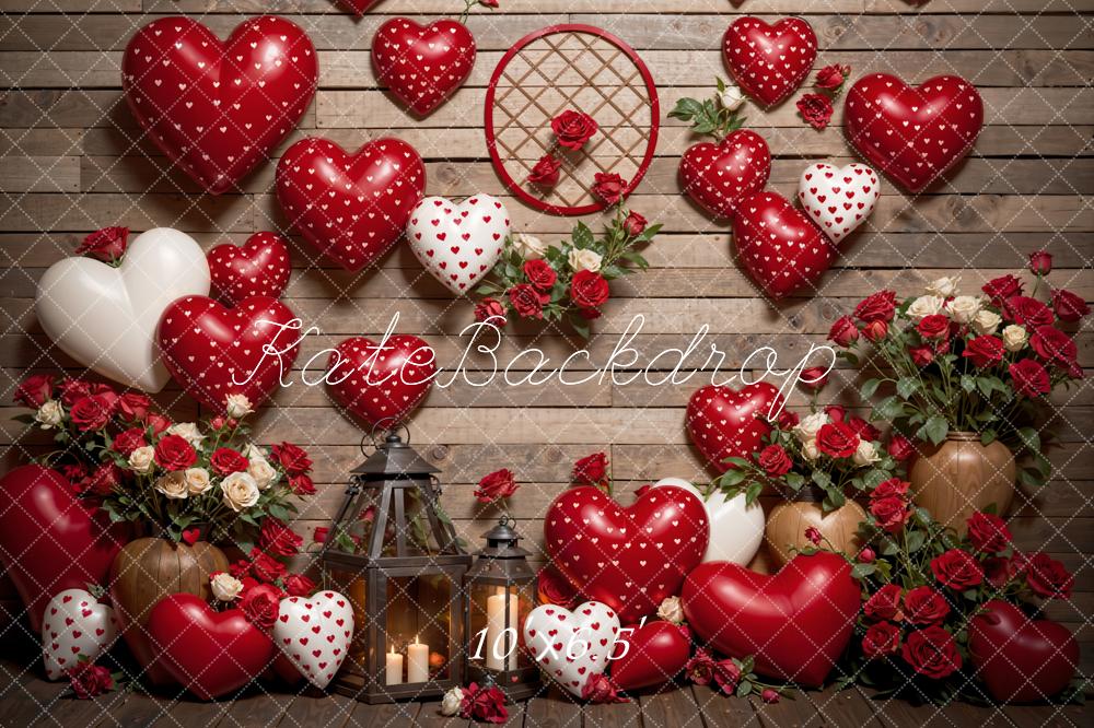 Kate Valentine's Day Love Balloons Flowers Backdrop Designed by Emetselch - Kate Backdrop AU