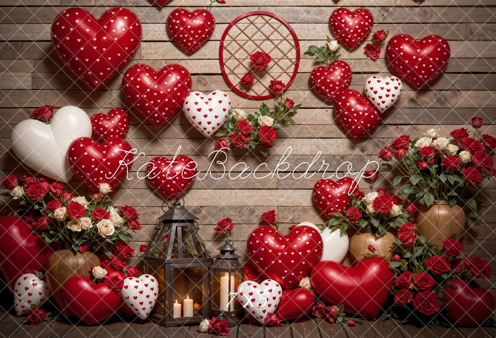 Kate Valentine's Day Love Balloons Flowers Backdrop Designed by Emetselch - Kate Backdrop AU