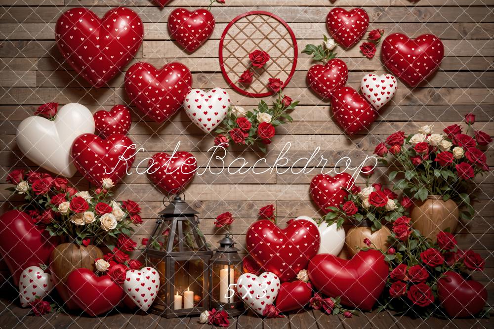 Kate Valentine's Day Love Balloons Flowers Backdrop Designed by Emetselch - Kate Backdrop AU
