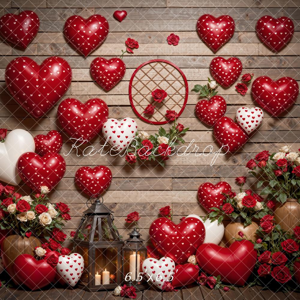 Kate Valentine's Day Love Balloons Flowers Backdrop Designed by Emetselch - Kate Backdrop AU