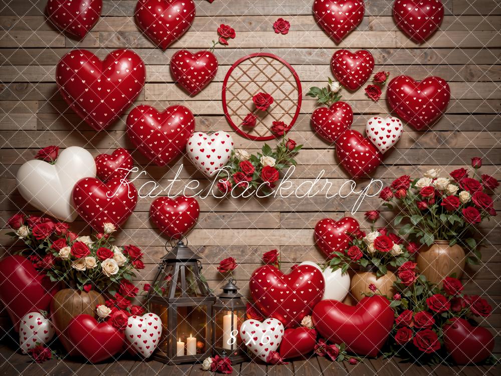 Kate Valentine's Day Love Balloons Flowers Backdrop Designed by Emetselch - Kate Backdrop AU