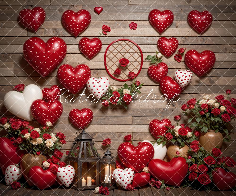 Kate Valentine's Day Love Balloons Flowers Backdrop Designed by Emetselch - Kate Backdrop AU