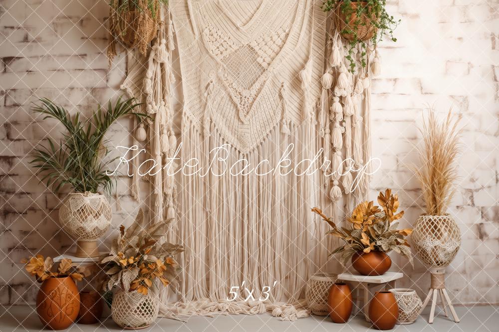 Kate Boho Flower Pot Lace Wall Hanging Backdrop Designed by Emetselch - Kate Backdrop AU