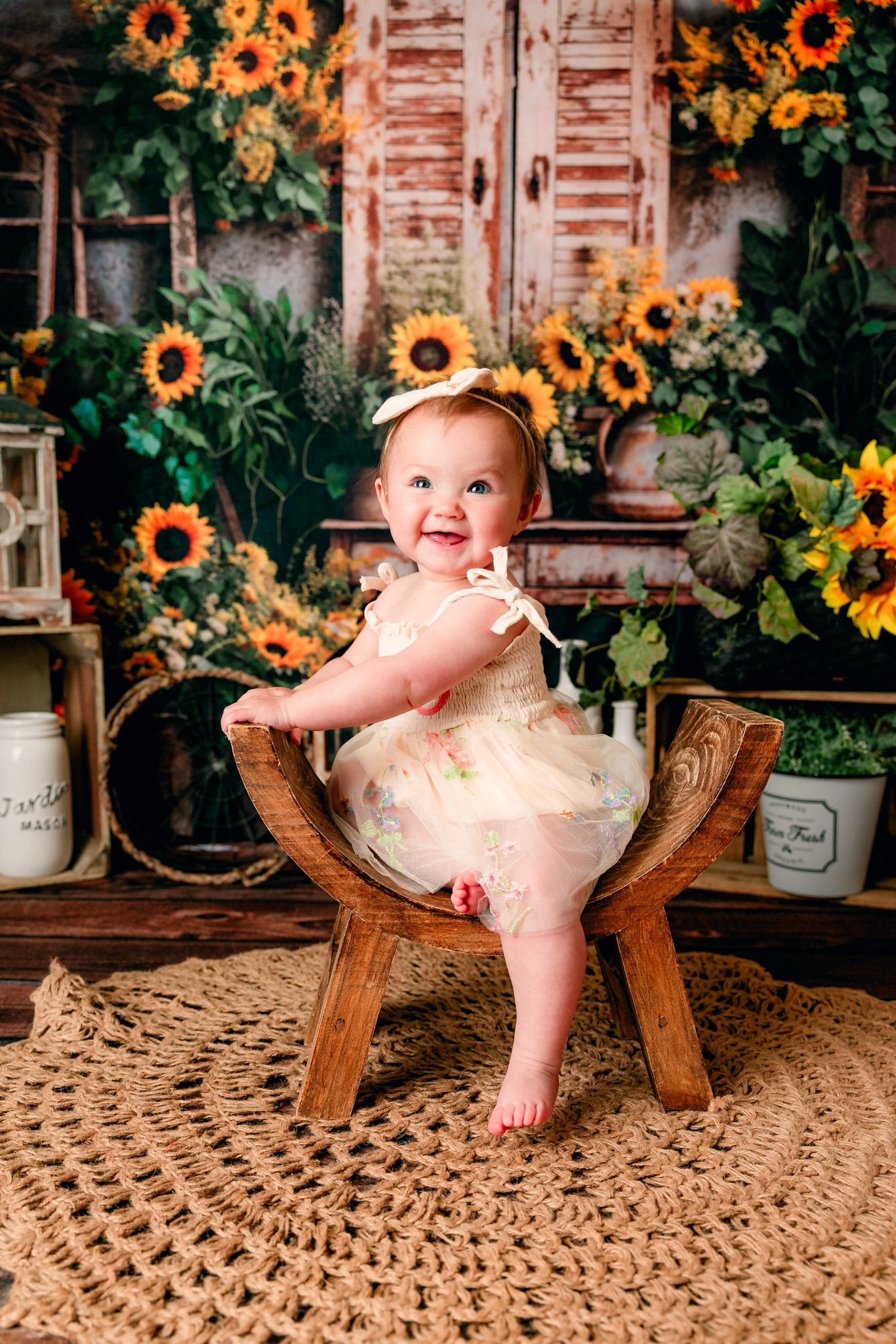 Kate Spring Sunflowers Old Furniture Room Backdrop Designed by Emetselch - Kate Backdrop AU