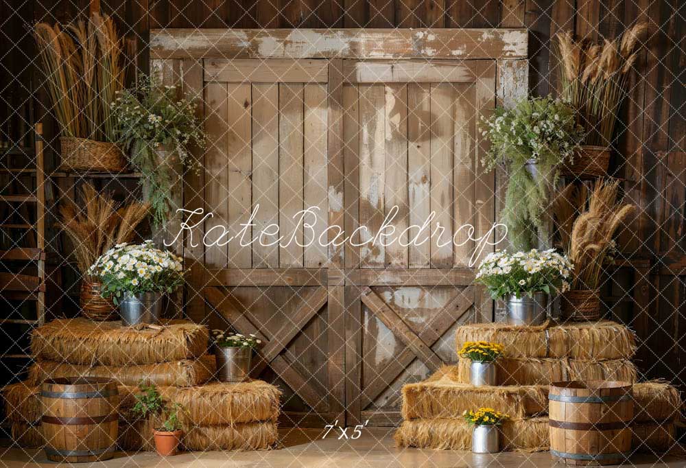 Kate Wooden Door Backdrop Haystack Green Plant Room Designed by Emetselch - Kate Backdrop AU
