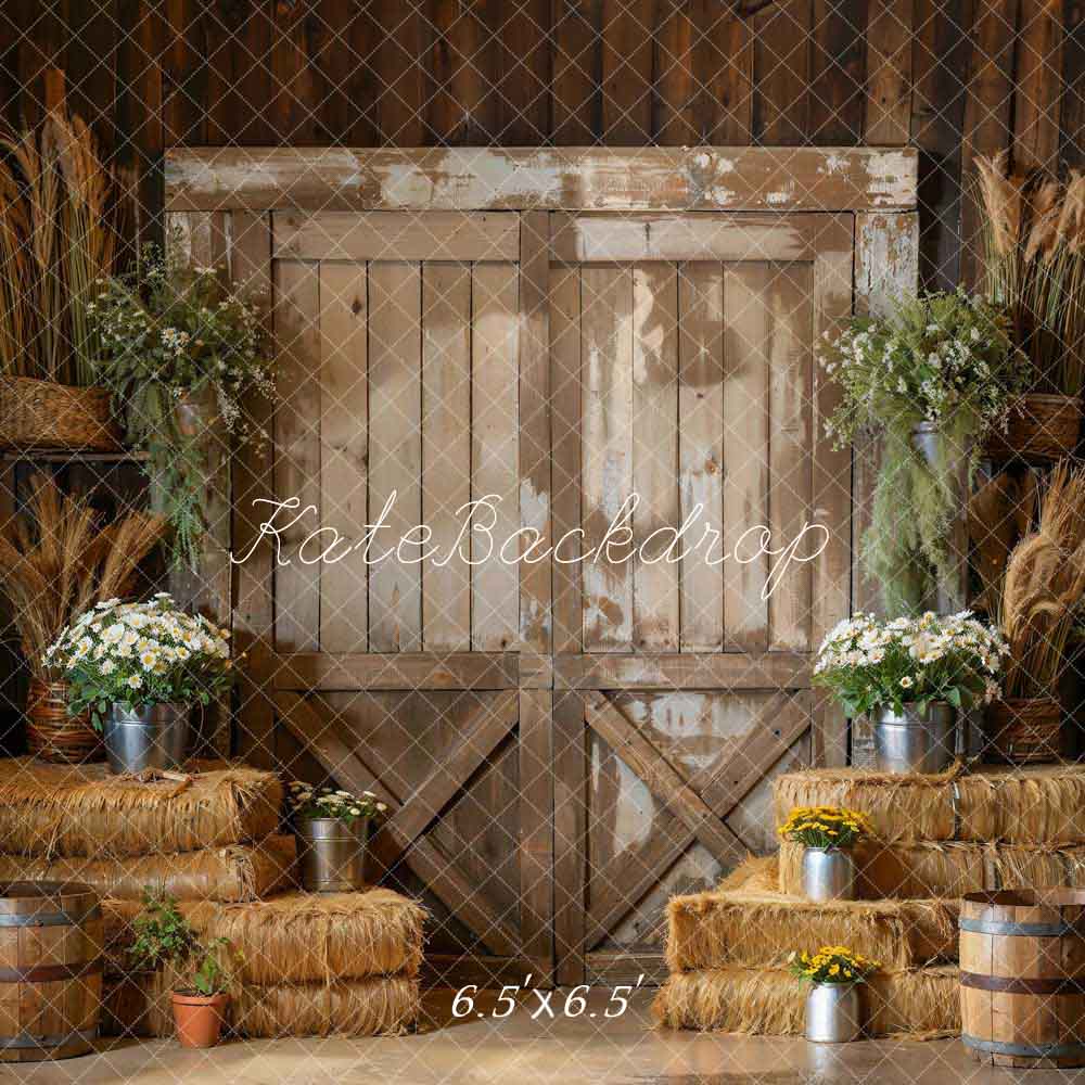Kate Wooden Door Backdrop Haystack Green Plant Room Designed by Emetselch - Kate Backdrop AU
