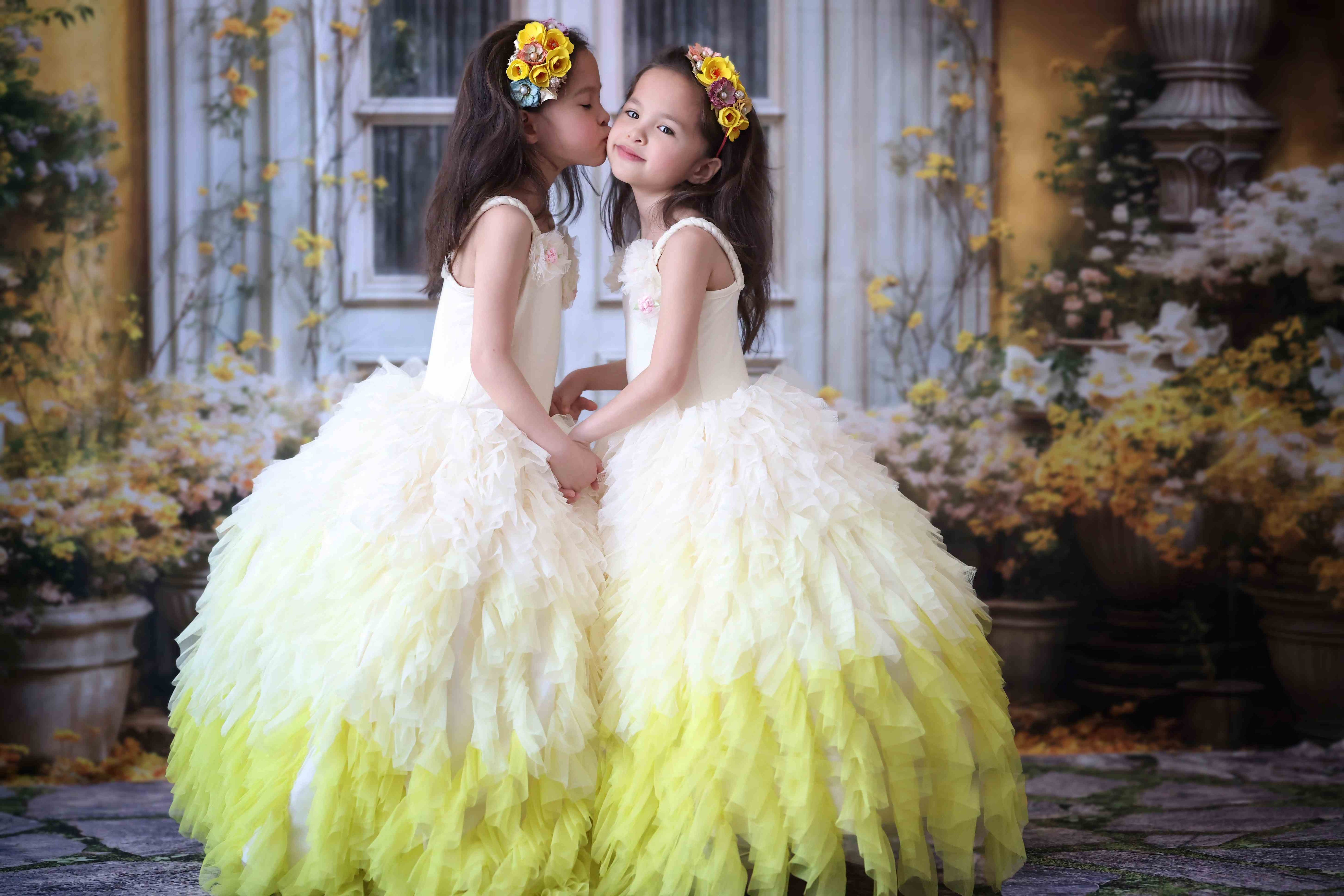 Kate Yellow Flowers Spring Wooden Door Backdrop Designed by Emetselch - Kate Backdrop AU