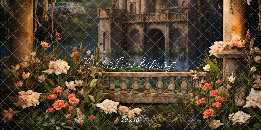Kate Flower Pond Retro Castle Backdrop Designed by Chain Photography - Kate Backdrop AU