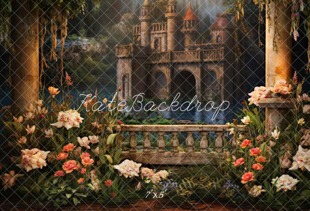 Kate Flower Pond Retro Castle Backdrop Designed by Chain Photography - Kate Backdrop AU