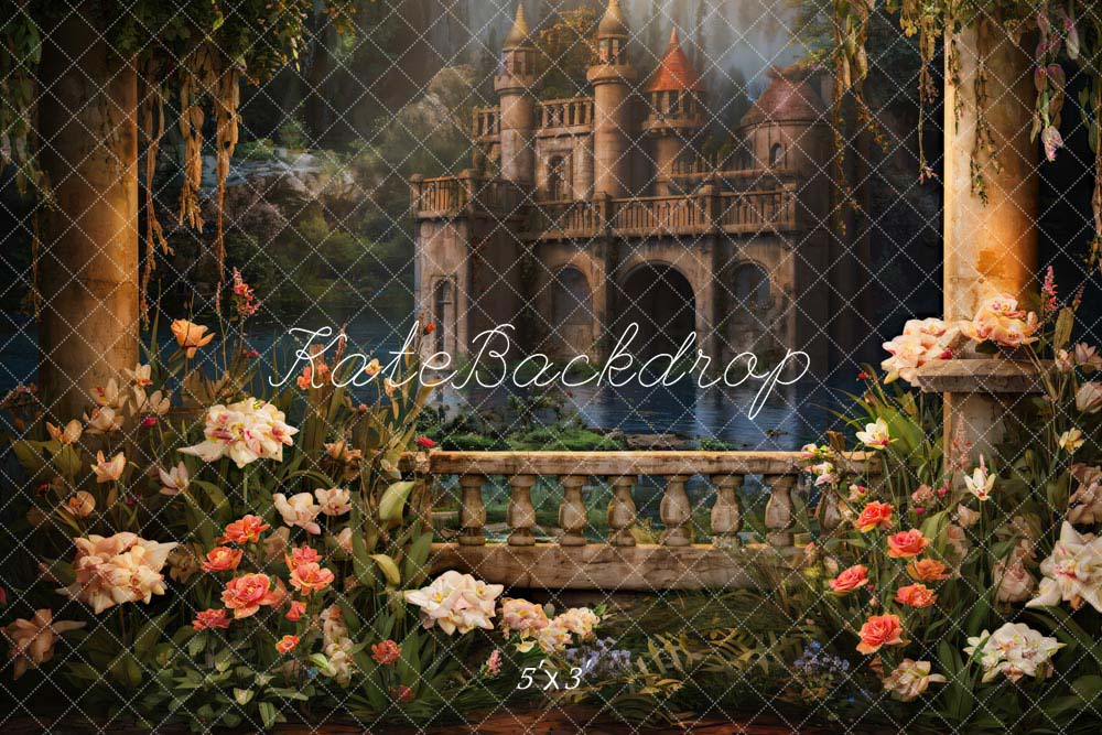 Kate Flower Pond Retro Castle Backdrop Designed by Chain Photography - Kate Backdrop AU