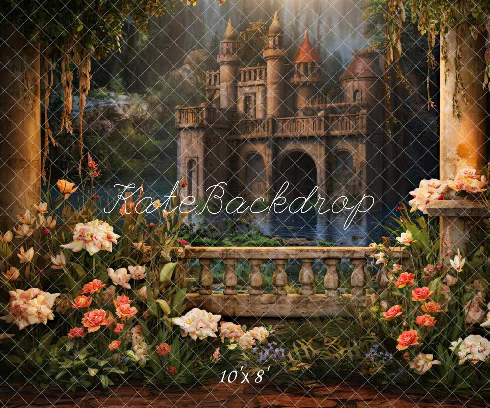 Kate Flower Pond Retro Castle Backdrop Designed by Chain Photography - Kate Backdrop AU