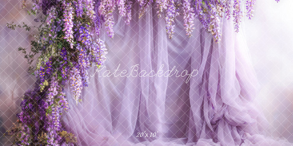 Kate Purple Flowers Tulle Spring Backdrop Designed by Emetselch - Kate Backdrop AU