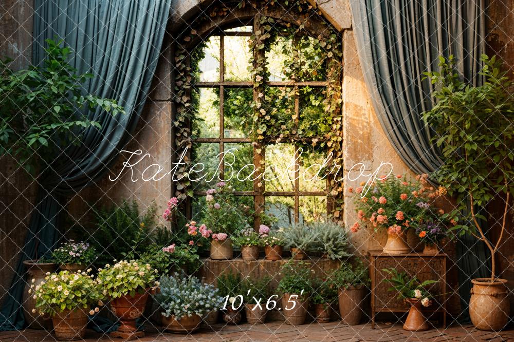 Kate Spring Green Plants Curtain Windows Backdrop Designed by Chain Photography - Kate Backdrop AU