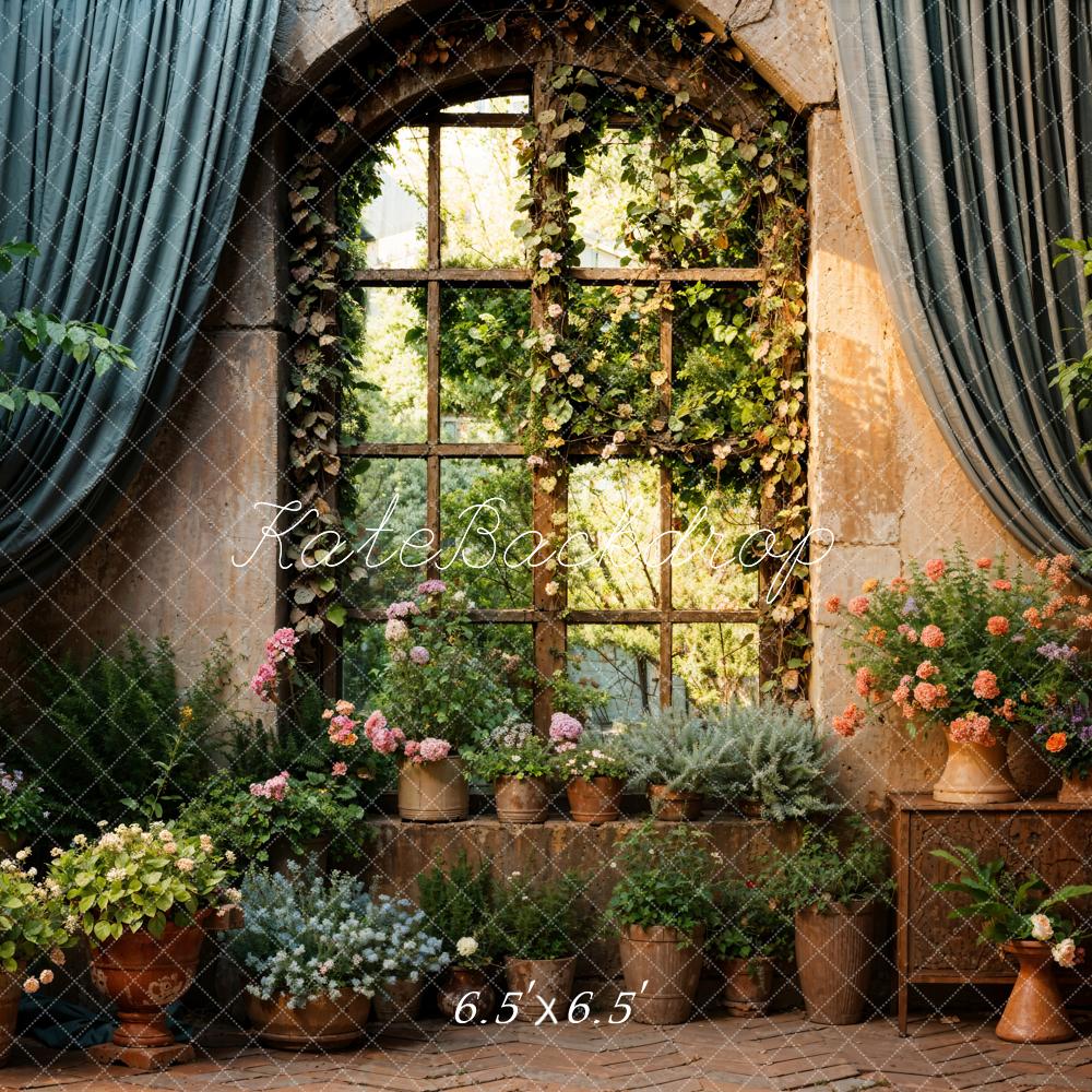 Kate Spring Green Plants Curtain Windows Backdrop Designed by Chain Photography - Kate Backdrop AU