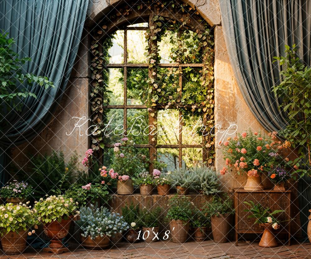 Kate Spring Green Plants Curtain Windows Backdrop Designed by Chain Photography - Kate Backdrop AU