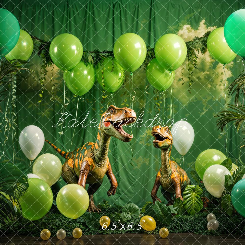 Kate Spring Green Balloon Dinosaur Backdrop Designed by Emetselch - Kate Backdrop AU