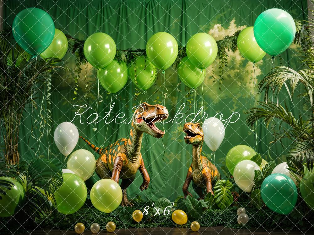 Kate Spring Green Balloon Dinosaur Backdrop Designed by Emetselch - Kate Backdrop AU
