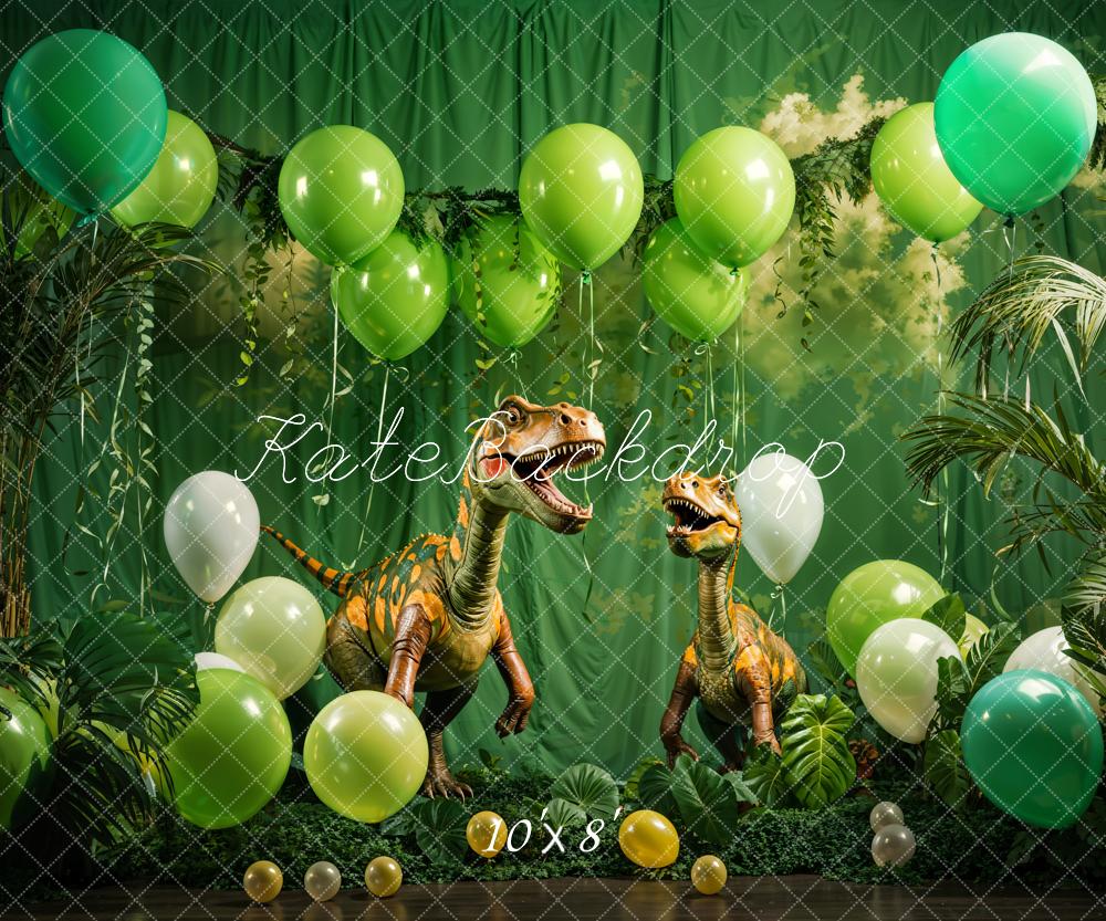 Kate Spring Green Balloon Dinosaur Backdrop Designed by Emetselch - Kate Backdrop AU