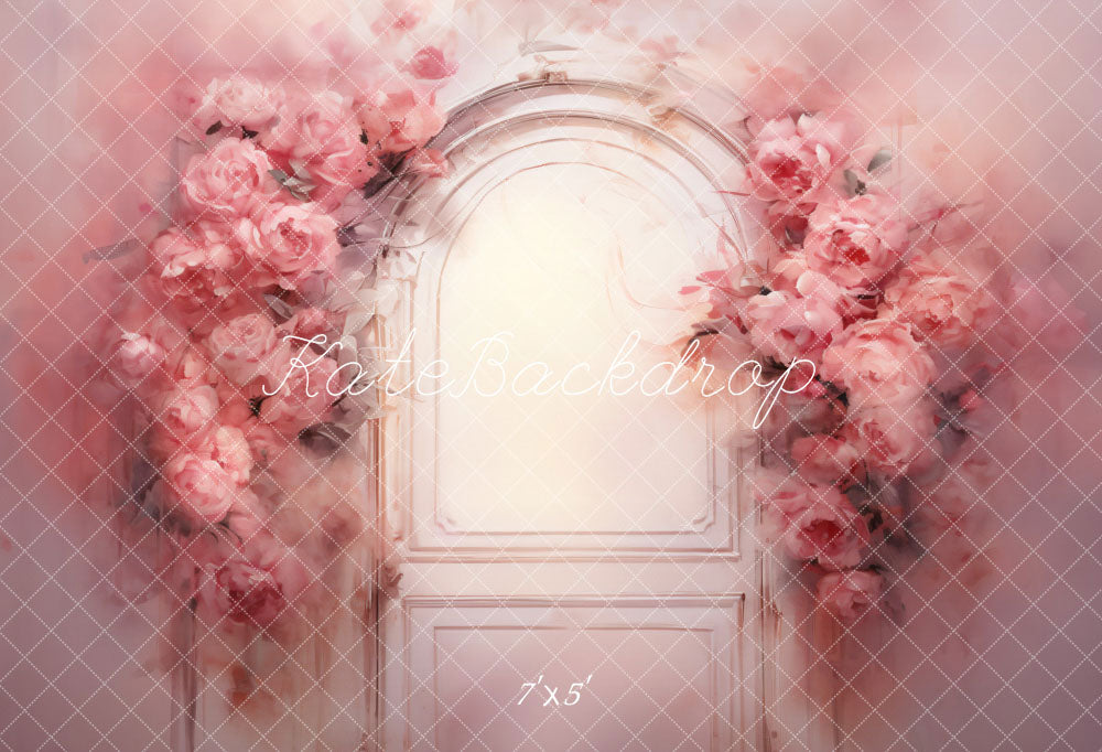 Kate Pink Flowers Wooden Door Oil Painting Style Backdrop Designed by GQ - Kate Backdrop AU