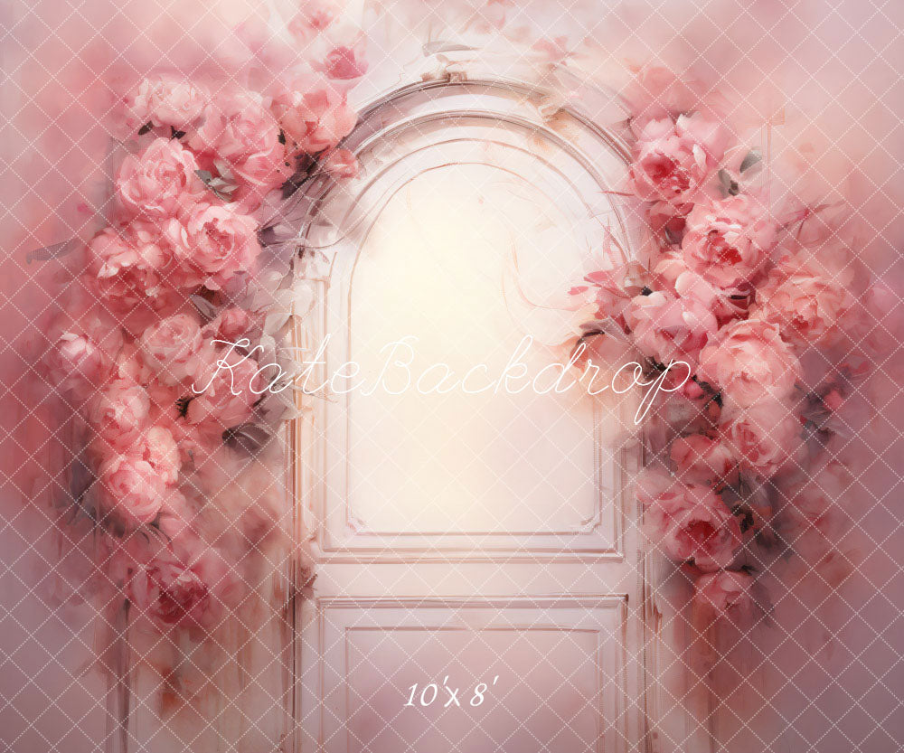Kate Pink Flowers Wooden Door Oil Painting Style Backdrop Designed by GQ - Kate Backdrop AU