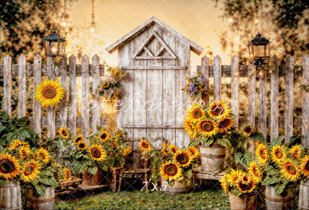 Kate Summer Sun Flower Wood Fence Backdrop Designed by Chain Photography - Kate Backdrop AU
