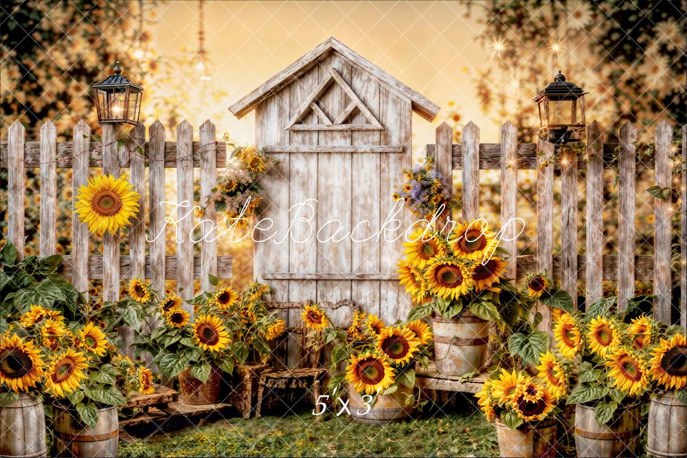 Kate Summer Sun Flower Wood Fence Backdrop Designed by Chain Photography - Kate Backdrop AU