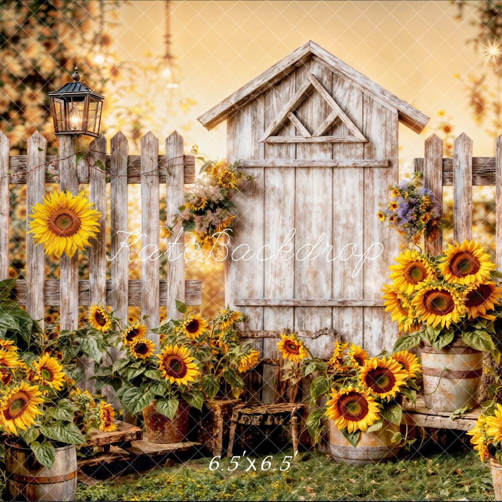 Kate Summer Sun Flower Wood Fence Backdrop Designed by Chain Photography - Kate Backdrop AU