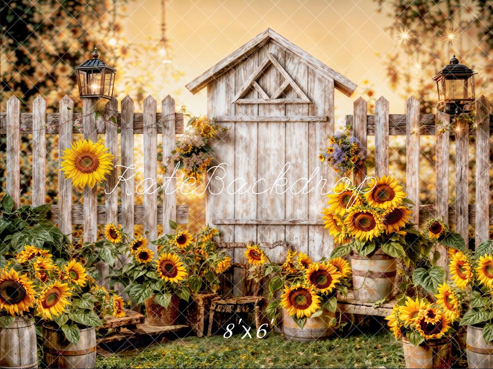 Kate Summer Sun Flower Wood Fence Backdrop Designed by Chain Photography - Kate Backdrop AU