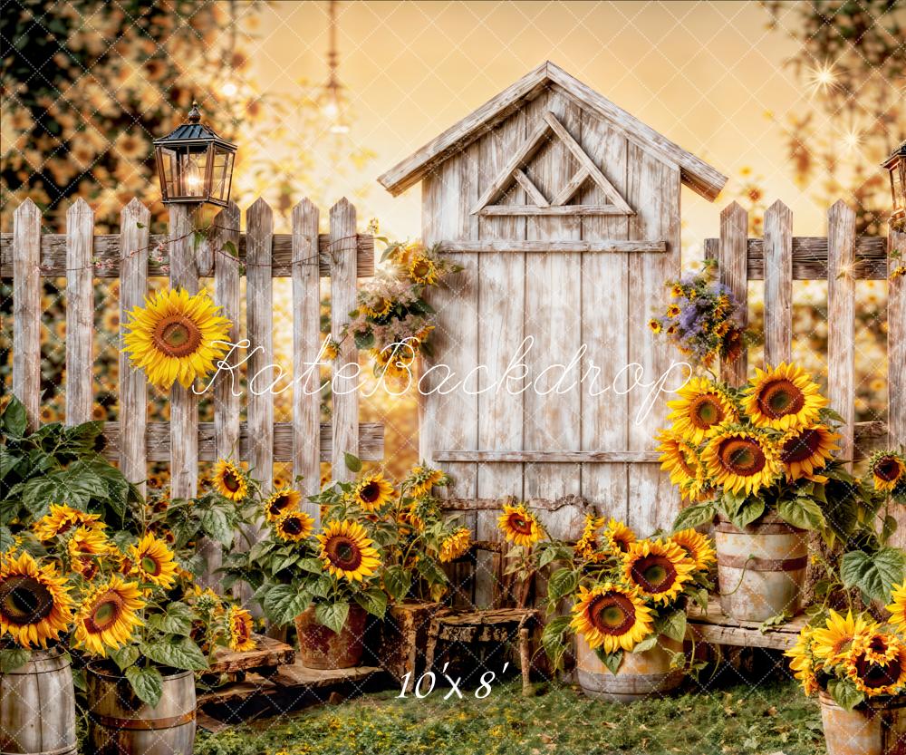 Kate Summer Sun Flower Wood Fence Backdrop Designed by Chain Photography - Kate Backdrop AU