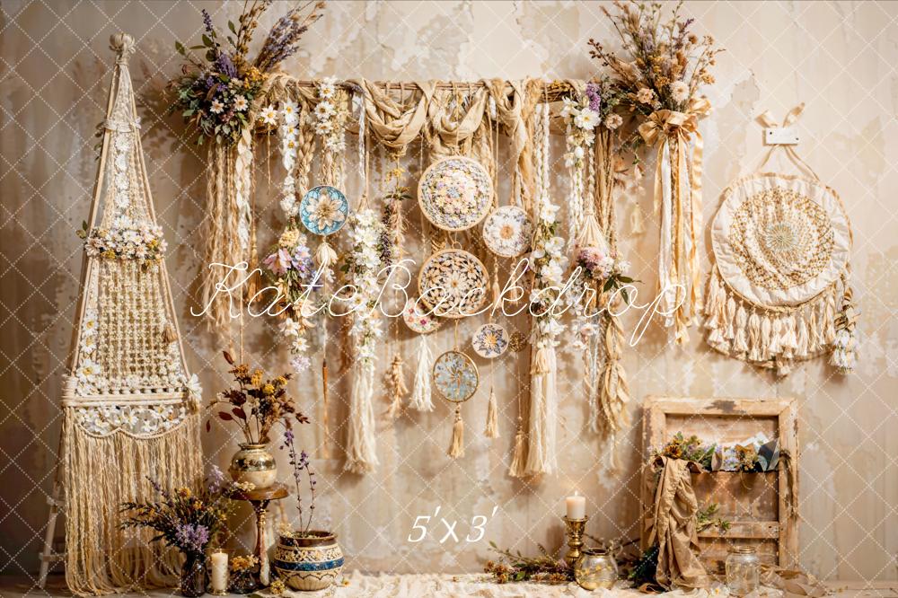 Kate Boho Wall Hanging Flowers Backdrop Designed by Emetselch - Kate Backdrop AU