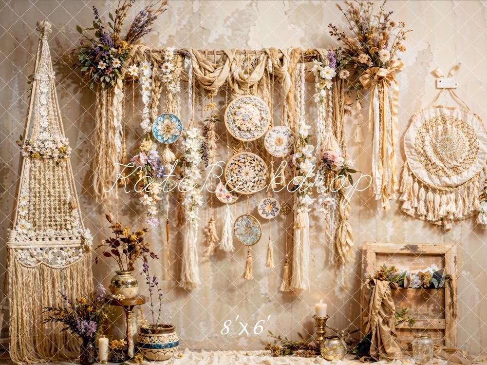 Kate Boho Wall Hanging Flowers Backdrop Designed by Emetselch - Kate Backdrop AU