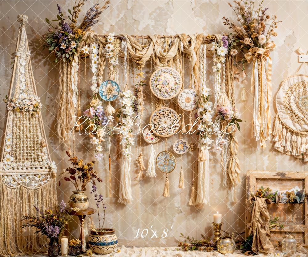 Kate Boho Wall Hanging Flowers Backdrop Designed by Emetselch - Kate Backdrop AU