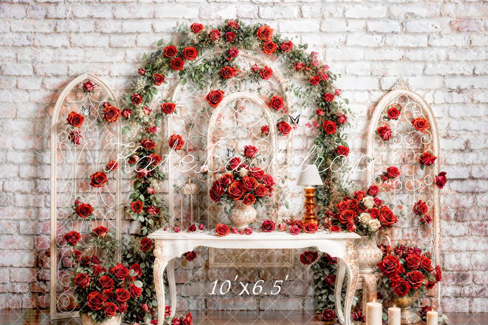 Kate Valentine Rose Vintage Wall Backdrop Designed by Emetselch - Kate Backdrop AU