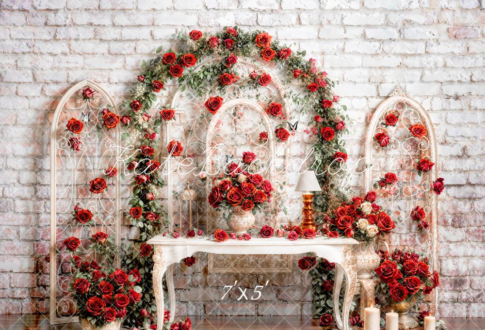 Kate Valentine Rose Vintage Wall Backdrop Designed by Emetselch - Kate Backdrop AU