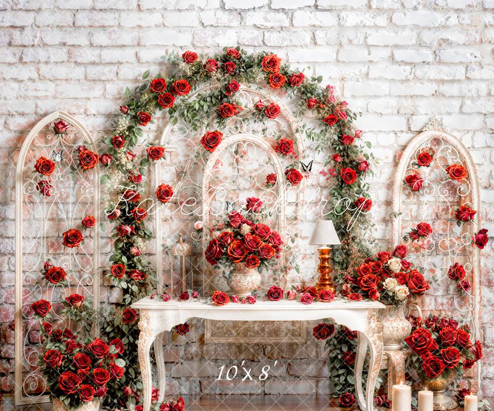 Kate Valentine Rose Vintage Wall Backdrop Designed by Emetselch - Kate Backdrop AU