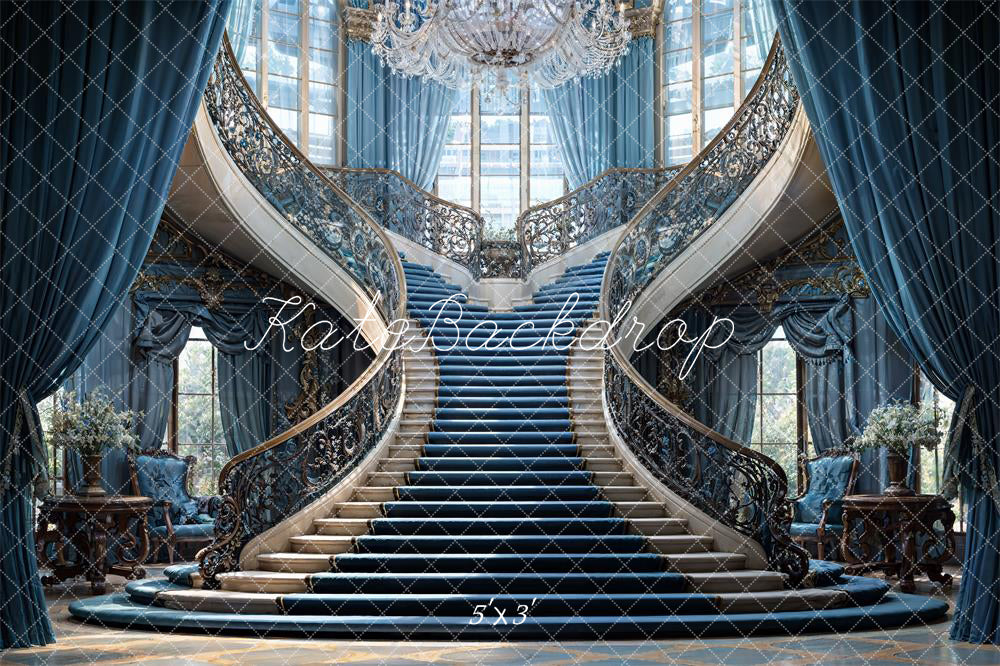 Kate European Blue Luxury Staircase Backdrop Designed by Chain Photography - Kate Backdrop AU