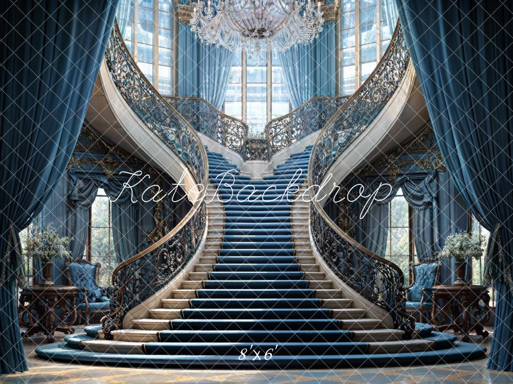 Kate European Blue Luxury Staircase Backdrop Designed by Chain Photography - Kate Backdrop AU