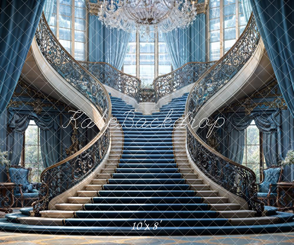 Kate European Blue Luxury Staircase Backdrop Designed by Chain Photography - Kate Backdrop AU