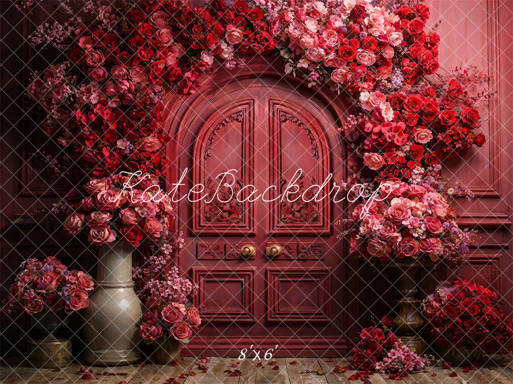 Kate Red Valentine's Day Flowers Metal Arch Backdrop Designed by Chain Photography - Kate Backdrop AU