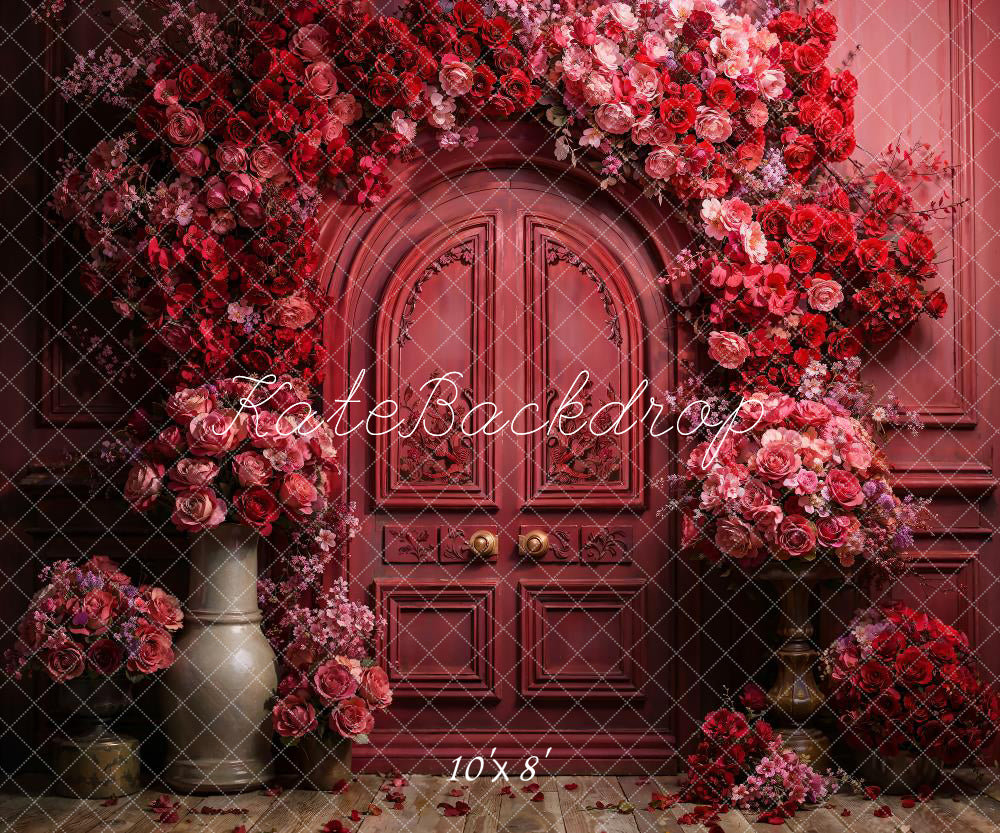 Kate Red Valentine's Day Flowers Metal Arch Backdrop Designed by Chain Photography - Kate Backdrop AU