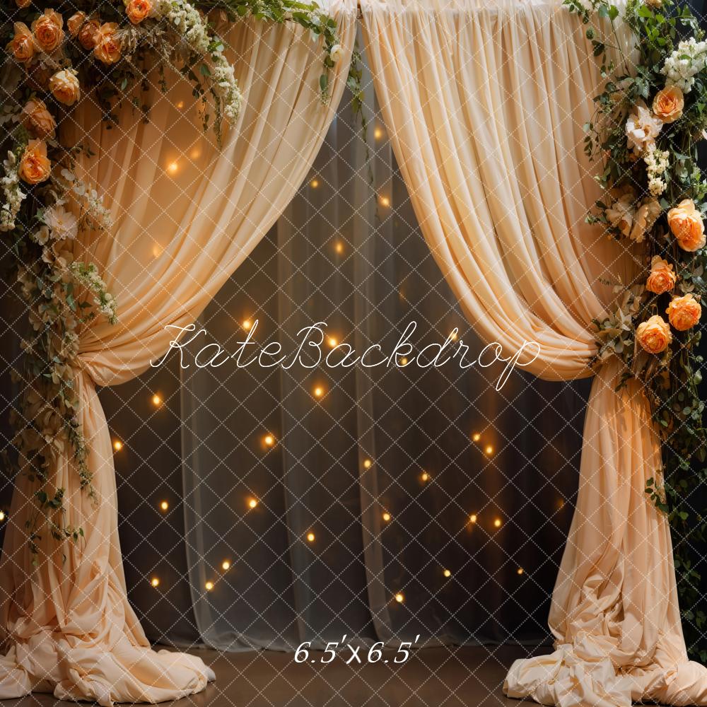 Kate Spring Flower Curtain String Lights Backdrop Designed by Emetselch - Kate Backdrop AU