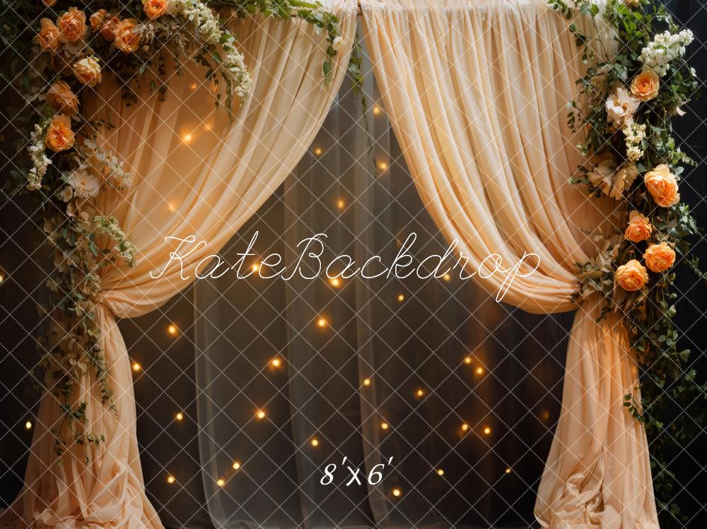 Kate Spring Flower Curtain String Lights Backdrop Designed by Emetselch - Kate Backdrop AU