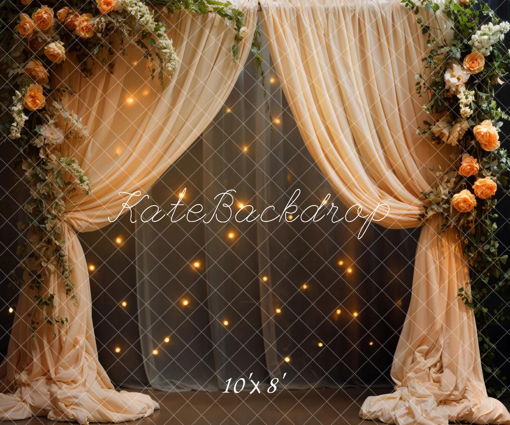 Kate Spring Flower Curtain String Lights Backdrop Designed by Emetselch - Kate Backdrop AU