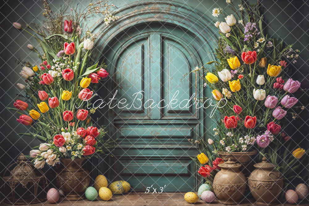 Kate Easter Flowers Vintage Door Backdrop Designed by Emetselch - Kate Backdrop AU