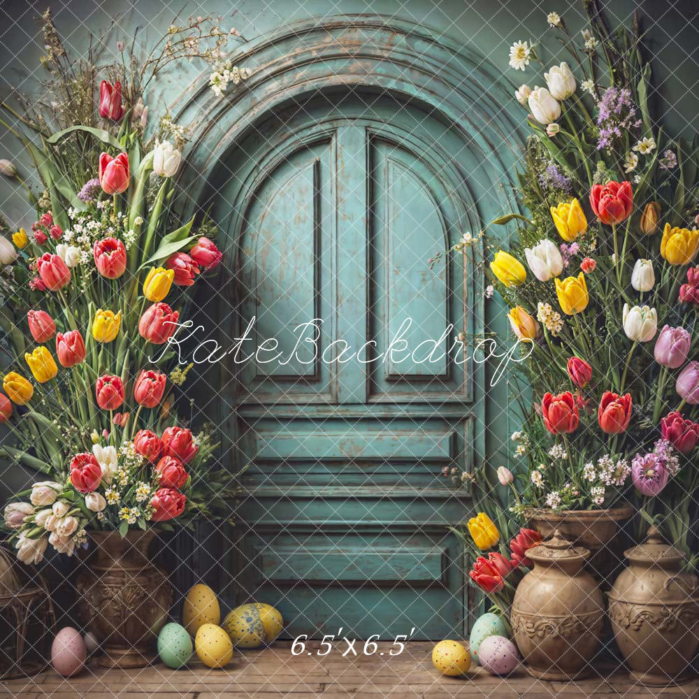 Kate Easter Flowers Vintage Door Backdrop Designed by Emetselch - Kate Backdrop AU