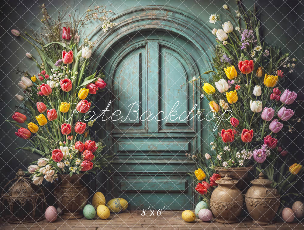 Kate Easter Flowers Vintage Door Backdrop Designed by Emetselch - Kate Backdrop AU