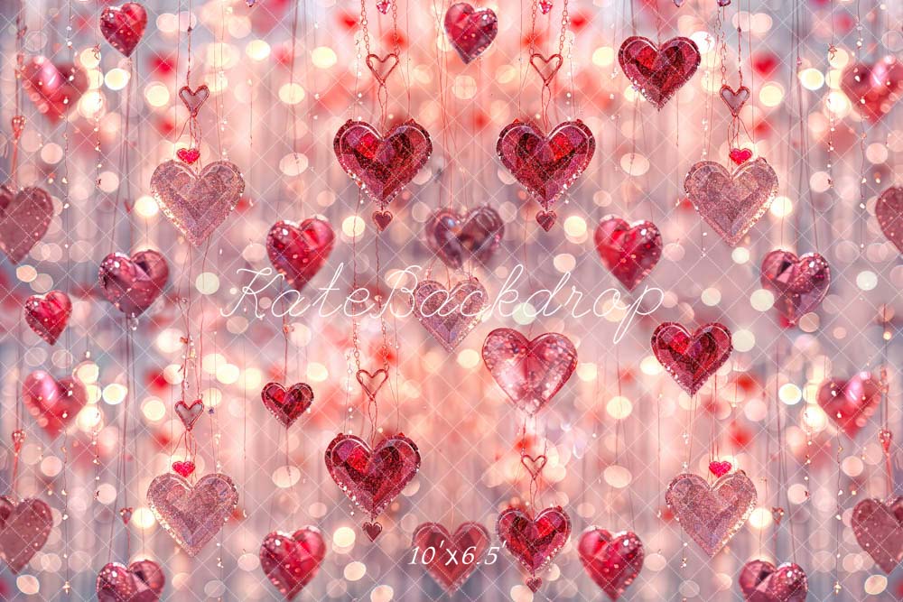 Kate Valentine's Day Pink Heart Crystal Backdrop Designed by Chain Photography - Kate Backdrop AU
