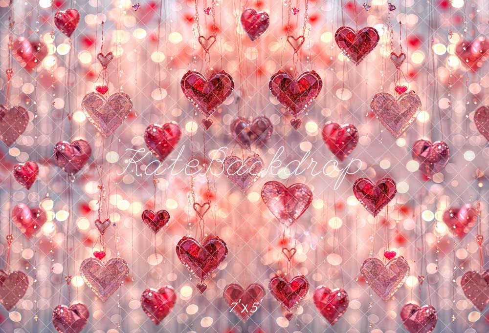 Kate Valentine's Day Pink Heart Crystal Backdrop Designed by Chain Photography - Kate Backdrop AU