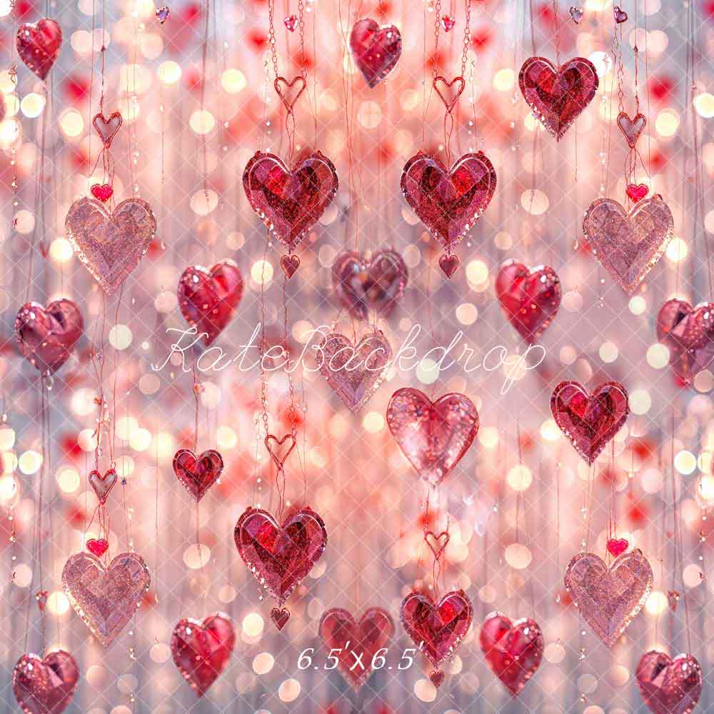 Kate Valentine's Day Pink Heart Crystal Backdrop Designed by Chain Photography - Kate Backdrop AU