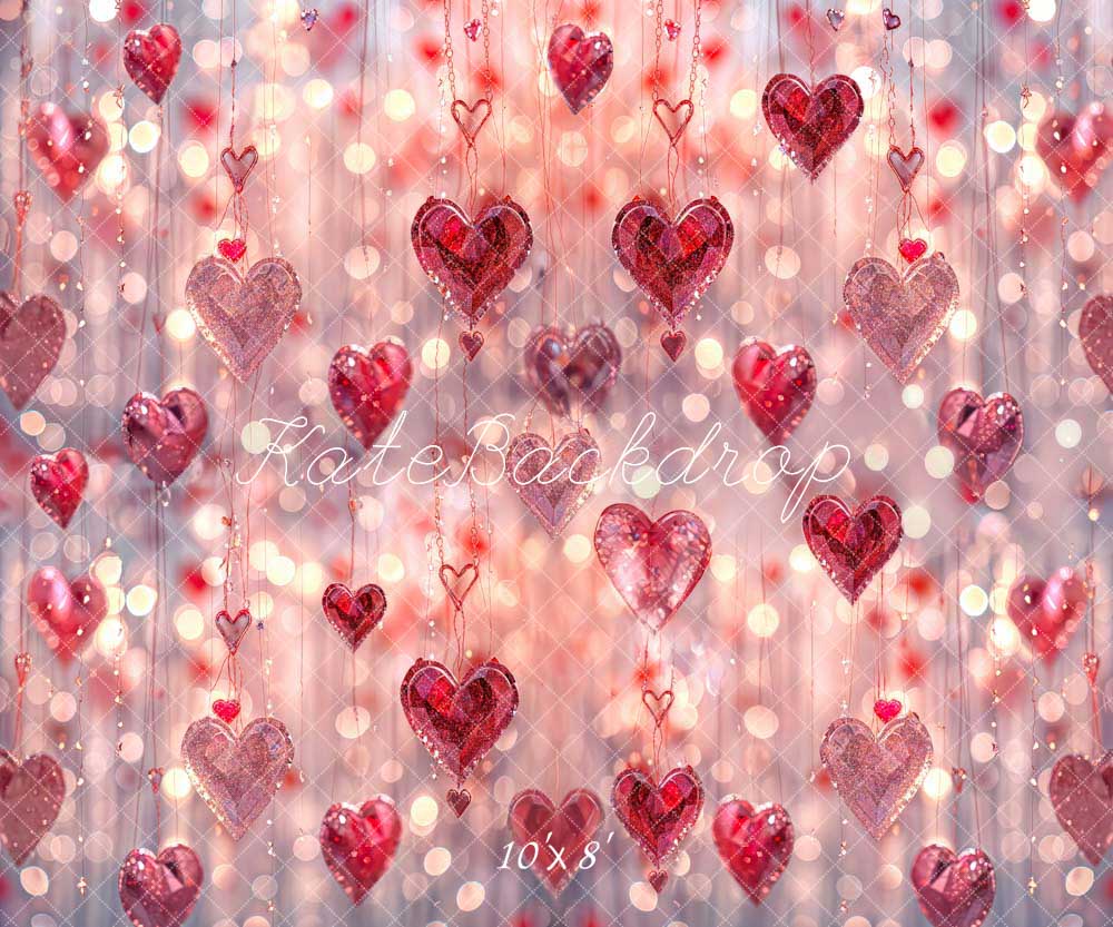 Kate Valentine's Day Pink Heart Crystal Backdrop Designed by Chain Photography - Kate Backdrop AU